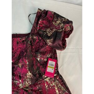 Vince Camuto Womens Dress Size 14 Pink Gold Black‎ Puff Sleeve Party Cocktail